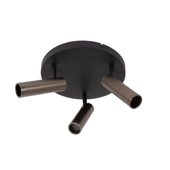 Plafoniera con 3 faretti a tubo orientabili moderna rotonda grigio ferro