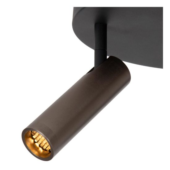 Plafoniera con 3 faretti a tubo orientabili moderna rotonda grigio ferro