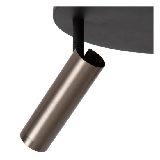 Plafoniera con 3 faretti a tubo orientabili moderna rotonda grigio ferro
