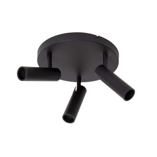 Plafoniera con 3 faretti a tubo orientabili moderna rotonda nero