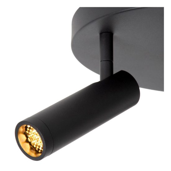 Plafoniera con 3 faretti a tubo orientabili moderna rotonda nero