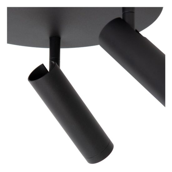 Plafoniera con 3 faretti a tubo orientabili moderna rotonda nero