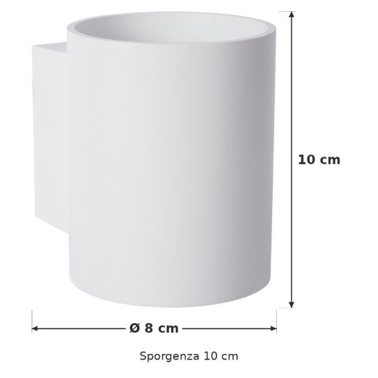 Applique a cilindro per salotto moderna bianco