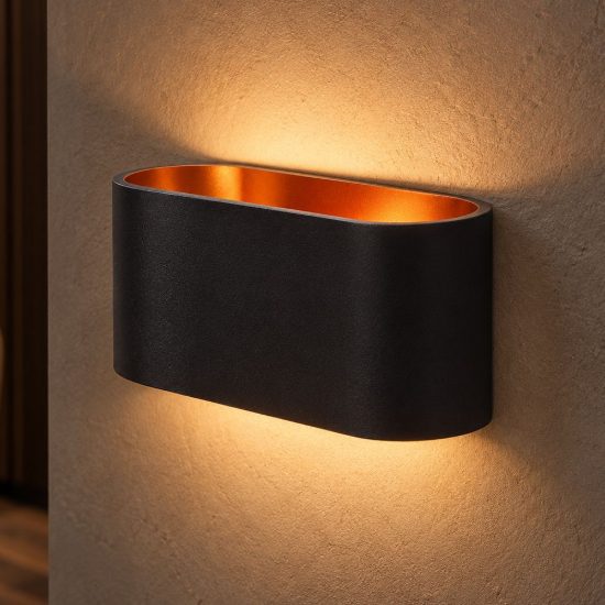 Applique ovale per soggiorno moderna nero oro