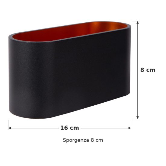 Applique ovale per soggiorno moderna nero oro