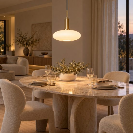 Lampadario a sospensione ovale per soggiorno contemporaneo oro opalino
