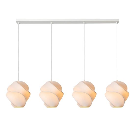 Lampadario a sospensione con 4 pendenti per salotto moderno bianco