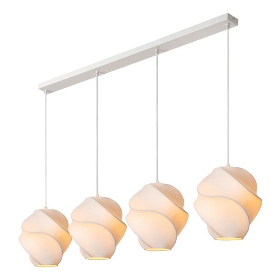 Lampadario a sospensione con 4 pendenti per salotto moderno bianco