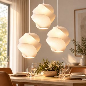 Lampadario a sospensione con 3 pendenti per salotto moderno bianco
