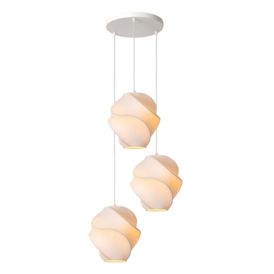 Lampadario a sospensione con 3 pendenti per salotto moderno bianco