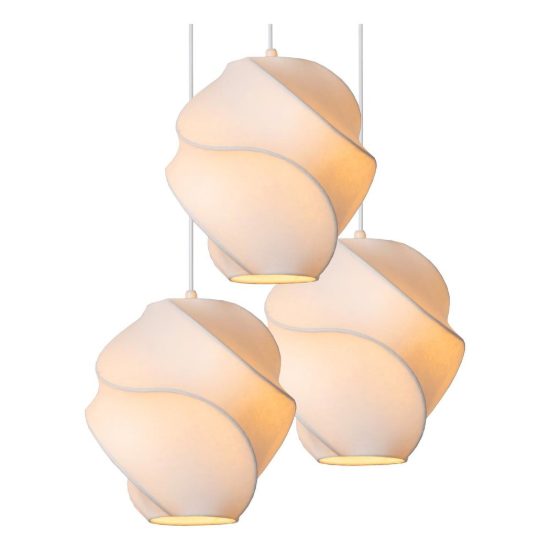 Lampadario a sospensione con 3 pendenti per salotto moderno bianco