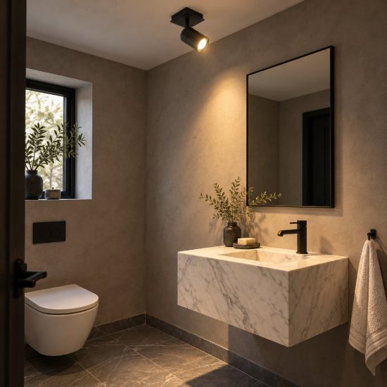 Faretto da soffitto per bagno orientabile moderno nero led 5w 3000k ip44