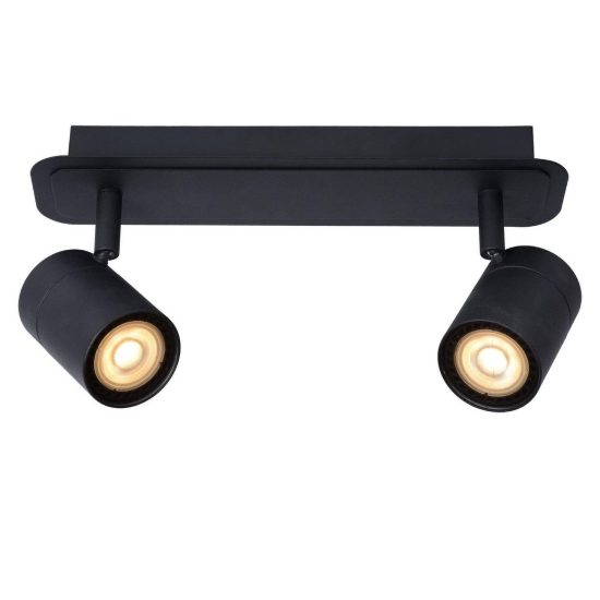 Plafoniera con 2 faretti orientabili per bagno moderna nero led 10w 3000k ip44