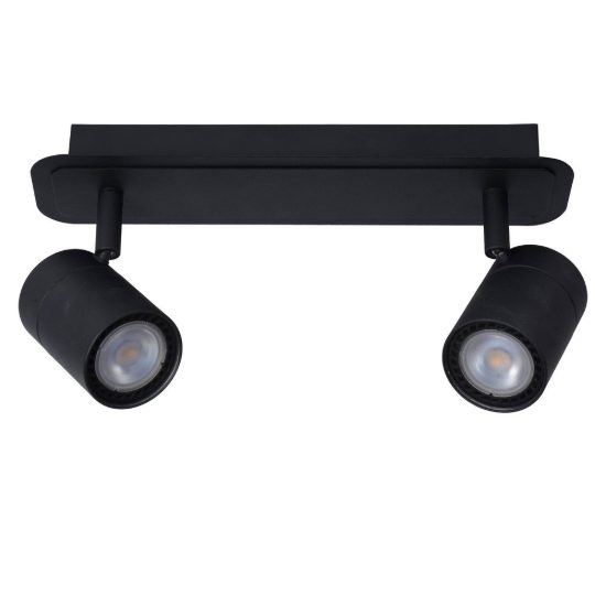 Plafoniera con 2 faretti orientabili per bagno moderna nero led 10w 3000k ip44