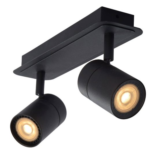 Plafoniera con 2 faretti orientabili per bagno moderna nero led 10w 3000k ip44