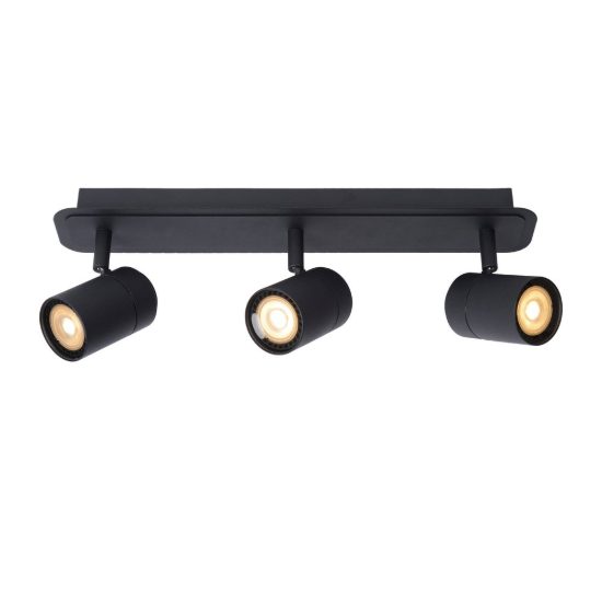Plafoniera con 3 faretti orientabili per bagno moderna nero led 15w 3000k ip44