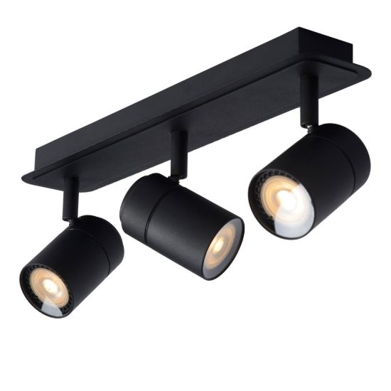 Plafoniera con 3 faretti orientabili per bagno moderna nero led 15w 3000k ip44