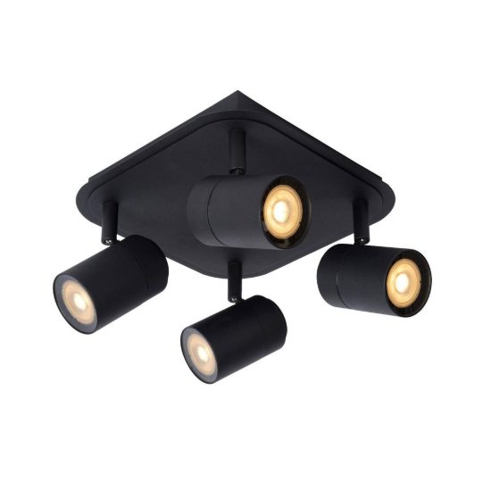 Plafoniera con 4 faretti orientabili per bagno moderna nero led 20w 3000k ip44