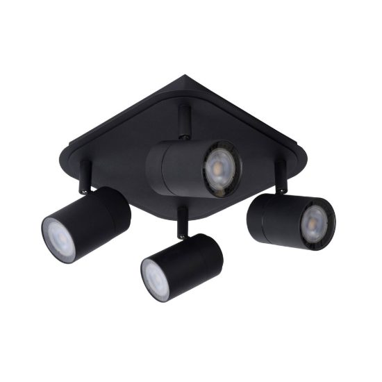 Plafoniera con 4 faretti orientabili per bagno moderna nero led 20w 3000k ip44