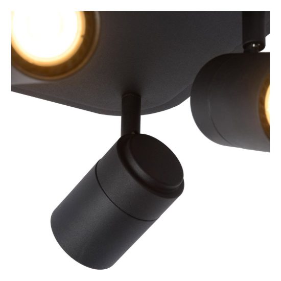Plafoniera con 4 faretti orientabili per bagno moderna nero led 20w 3000k ip44