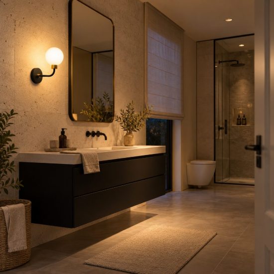 Applique a globo per bagno contemporanea nero oro ip44