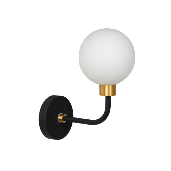 Applique a globo per bagno contemporanea nero oro ip44
