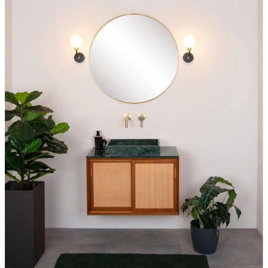 Applique a globo per bagno contemporanea nero oro ip44