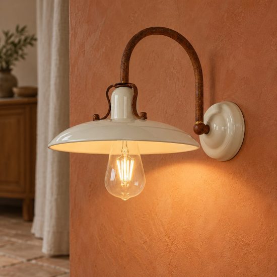 Applique conica per sala da pranzo classica crema marrone ruggine