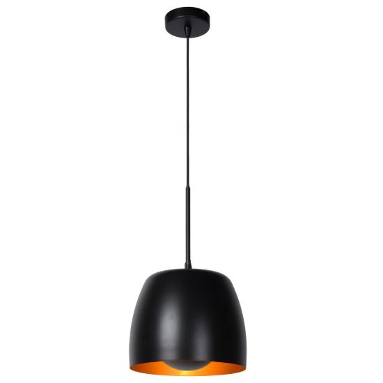 Lampadario a sospensione a campana per cucina contemporaneo nero oro