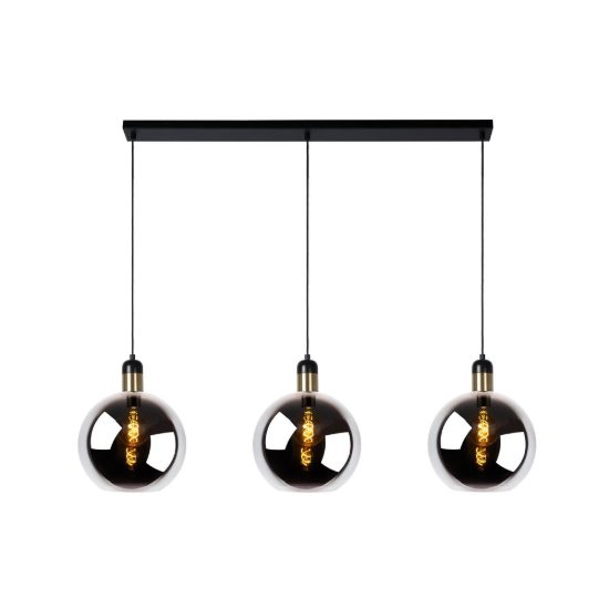 Lampadario a sospensione con 3 pendenti lineare per sala da pranzo contemporaneo fume nero