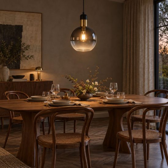 Lampada a sospensione a globo per sala da pranzo contemporanea fume oro