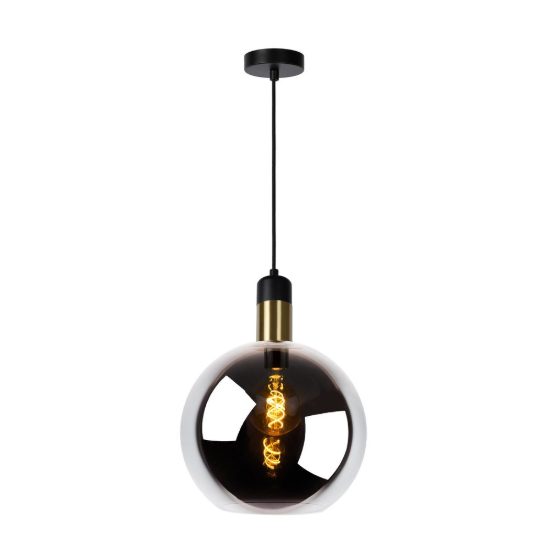 Lampadario a sospensione piccolo a globo per sala da pranzo contemporaneo fume nero