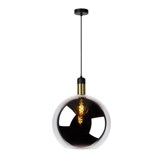 Lampadario a sospensione grande a globo per sala da pranzo contemporaneo fume nero
