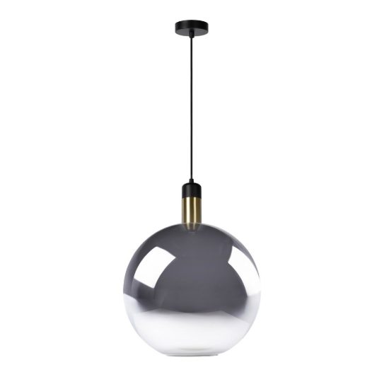 Lampadario a sospensione grande a globo per sala da pranzo contemporaneo fume nero