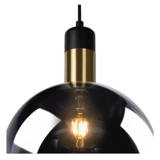 Lampadario a sospensione grande a globo per sala da pranzo contemporaneo fume nero