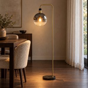 Piantana a globo per sala da pranzo contemporanea fume nero