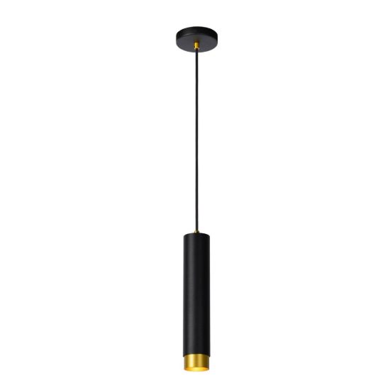 Lampada a sospensione a cilindro per soggiorno contemporanea nero oro