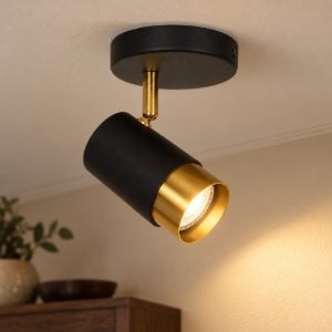Faretto da soffitto per soggiorno orientabile contemporaneo nero oro
