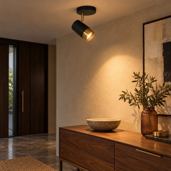 Faretto da soffitto per soggiorno orientabile contemporaneo nero oro