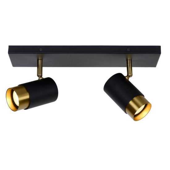 Plafoniera con 2 faretti orientabili contemporanea nero oro