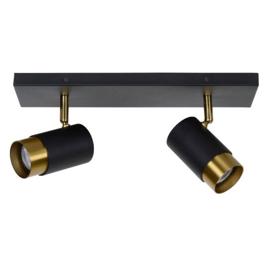 Plafoniera con 2 faretti orientabili contemporanea nero oro