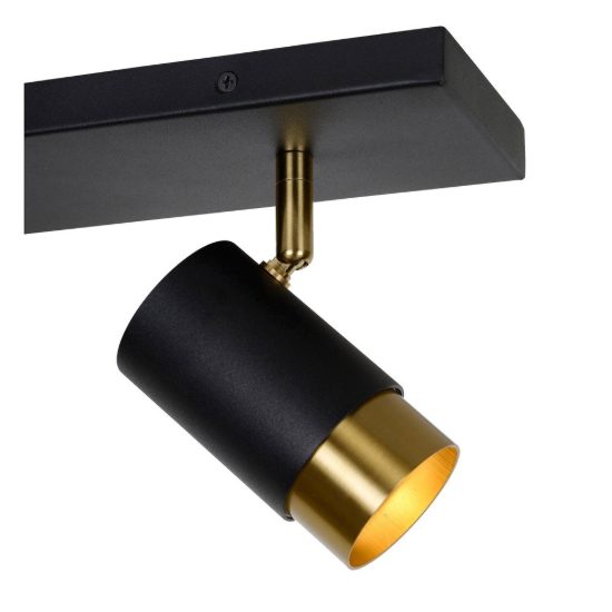 Plafoniera con 2 faretti orientabili contemporanea nero oro