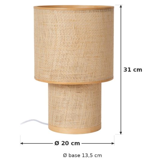 Abat-jour a cilindro per comodino moderno naturale bianco
