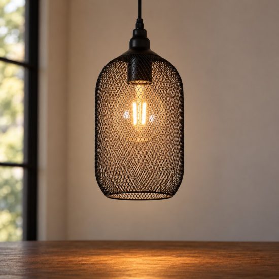 Lampada a sospensione a cilindro per soggiorno moderna nero