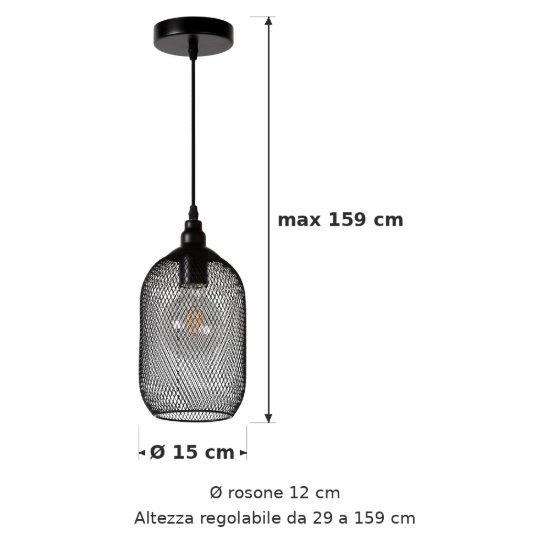 Lampada a sospensione a cilindro per soggiorno moderna nero
