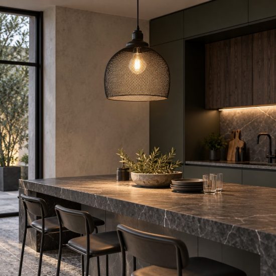 Lampadario a sospensione a campana per cucina moderno nero