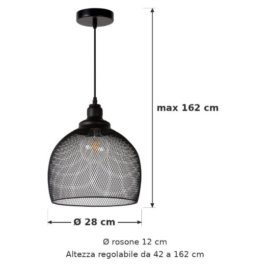 Lampadario a sospensione a campana per cucina moderno nero