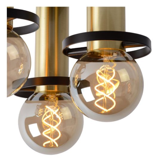 Plafoniera 3 luci rotonda contemporanea nero oro