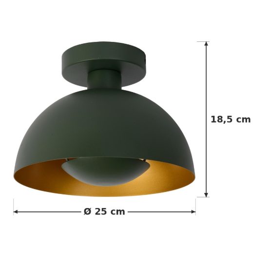 Plafoniera a cupola contemporanea verde