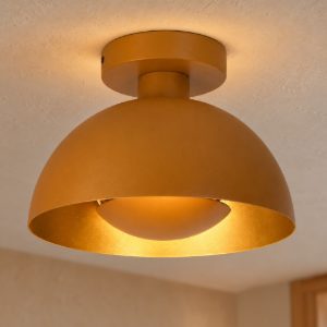 Plafoniera a cupola contemporanea giallo ocra